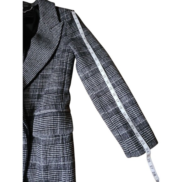 BCBGMAXAZRIA Preppy Plaid Mid Length Coat Womens Small Valentina Old Money Black - Picture 7 of 11